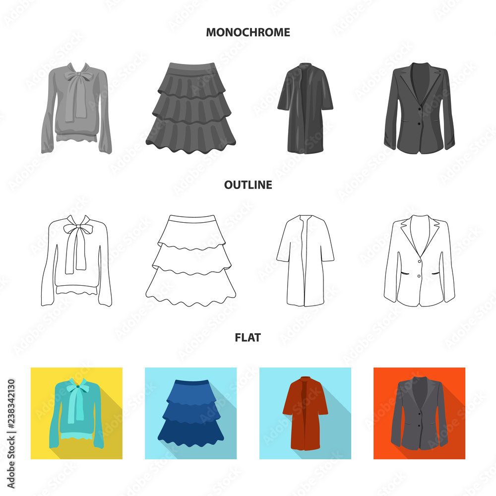 Vector design of woman and clothing logo. Set of woman and wear stock vector illustration. Vector design of woman and clothing logo. Set of woman and wear stock vector illustration.