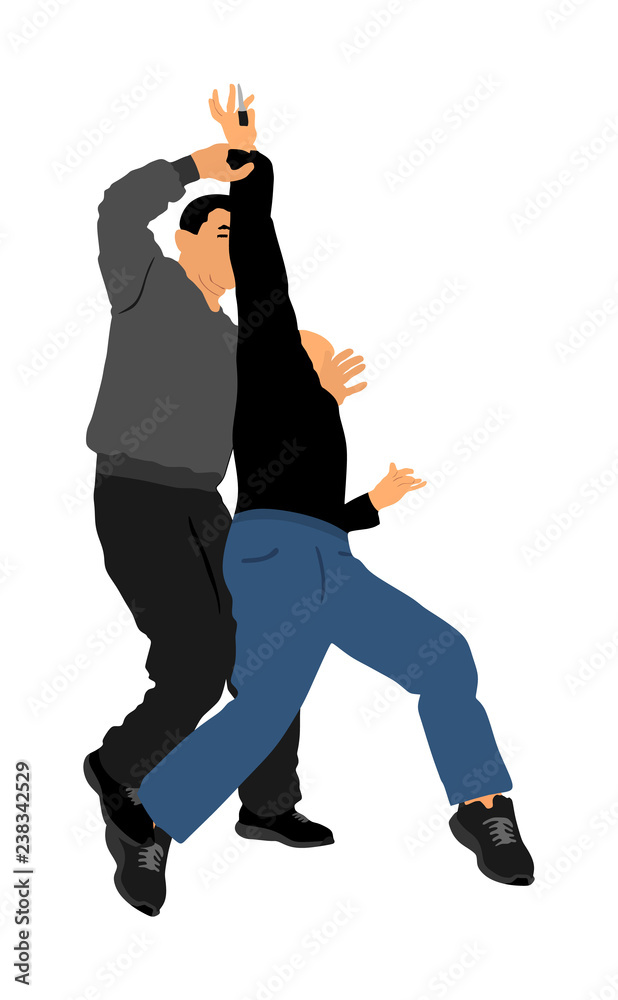 Self defense battle vector illustration. Man fighting against aggressor  with knife. Krav maga demonstration in real situation. Combat for life  against terrorist. Army skill in action. Policeman skill. Stock Vector |  Adobe