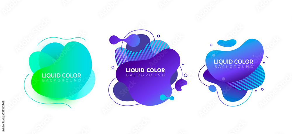Set of graphic liquid color elements