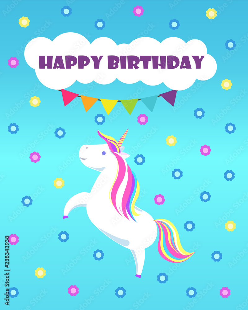 Happy Birthday Greetings Childish Unicorn Rainbow Happy Birthday Greetings Childish Unicorn Rainbow