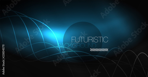 Neon lines wave background. Abstract composition