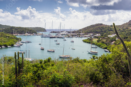 Falmouth bay. View from Shirely Heights, Antigua, West Indies photo