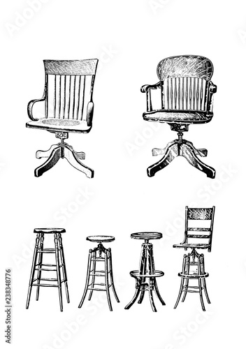 Картината върху платно Chair retro illustration. Collection