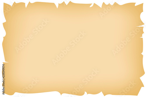 Vintage background imitating brown burnt old paper with ragged edges for designing old-fashion illustration, retro magazine, note about pirate, old map, ancient time. Blurred texture, abstract pattern