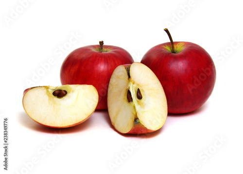 Apple with slice on a white background