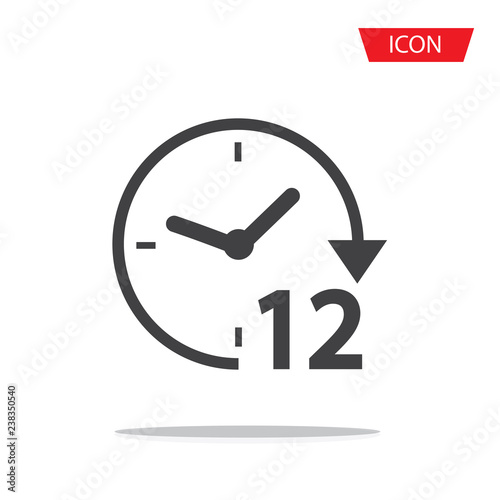 twelve hours icon vector isolated on white background.