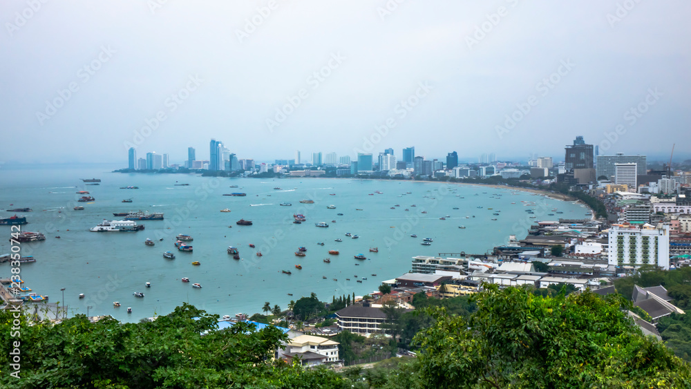 Naklejka premium Top view of Pattaya City in Thailand