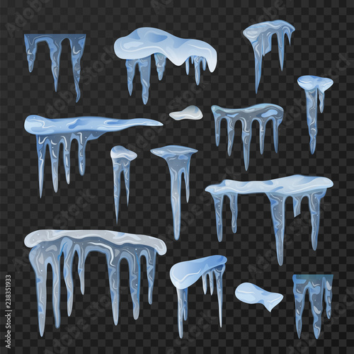 Winter icicles blue icy frozen decoration set