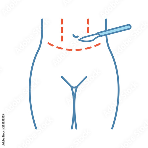 Tummy tuck plastic color icon