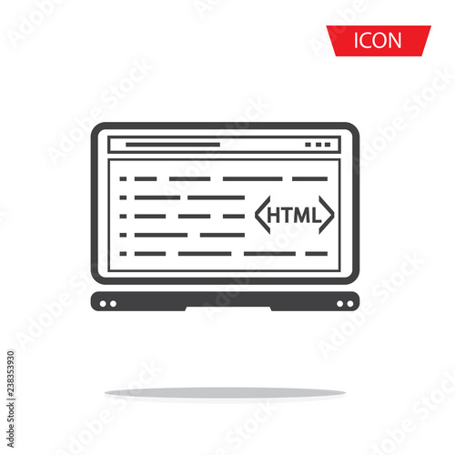 Html Coding, Programming Isolated Vector Icon on white background.