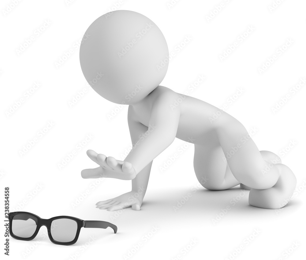 3D Illustration weißes Männchen sucht Brille Stock Illustration | Adobe  Stock