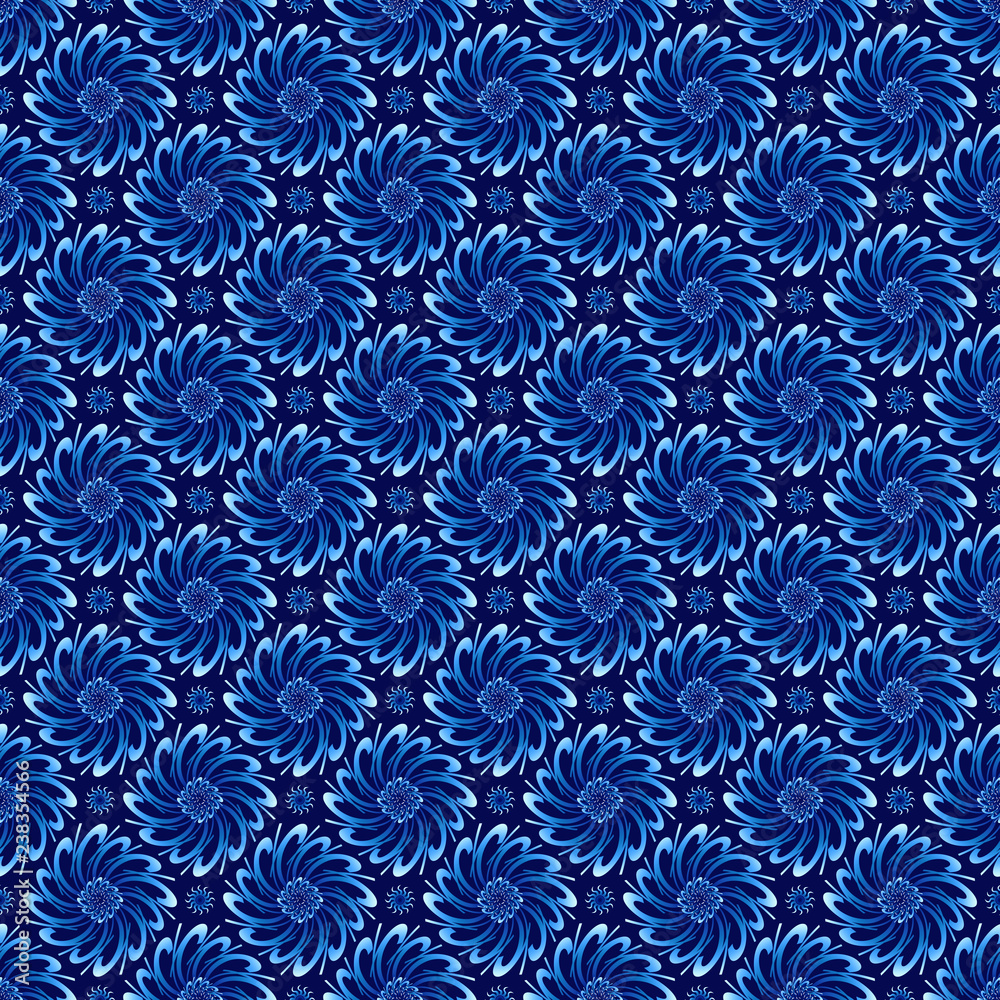 Abstract blue flowers pattern