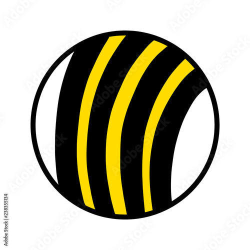 Bee hand drawnlogog logotype with stripes yellow blackand round for prints posters banners background stickers t shirts photo