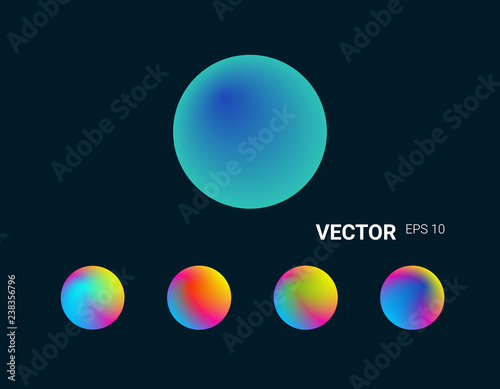 Abstract blurred gradient mesh background. Colorful smooth. Set of circles