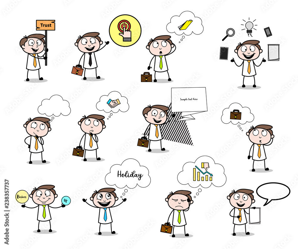 Various thinking & wondering Cartoon Professional Businessmanconcepts Various thinking & wondering Cartoon Professional Businessmanconcepts