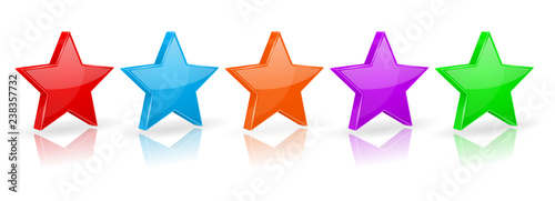 Stars. Set of colored star shaped icons with reflection