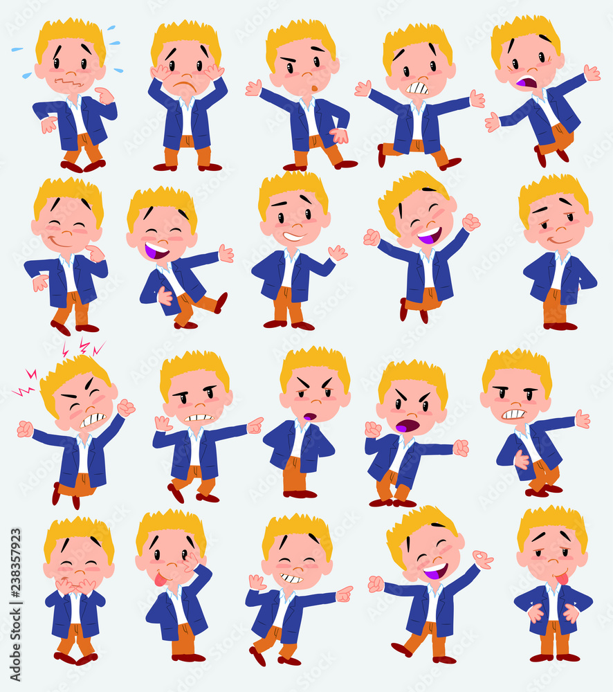 Cartoon character businessman in casual style. Set with different postures, attitudes and poses, doing different activities in isolated vector illustrations. Cartoon character businessman in casual style. Set with different postures, attitudes and poses, doing different activities in isolated vector illustrations.
