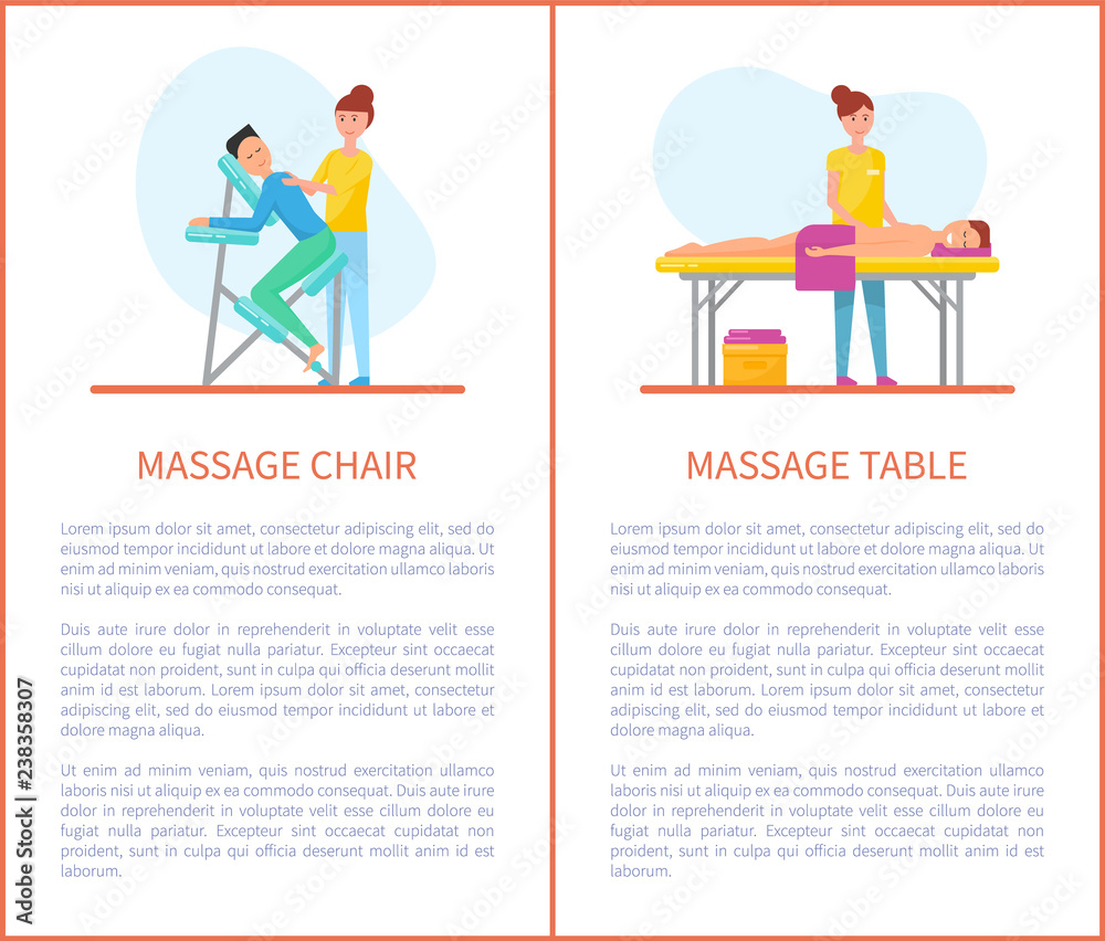 Massage Chair and Table Cartoon Equipment Set