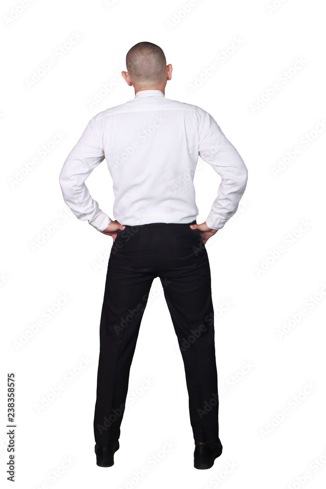 Rear View of of businessman. Full Body Portrait Isolated on White Rear View of of businessman. Full Body Portrait Isolated on White