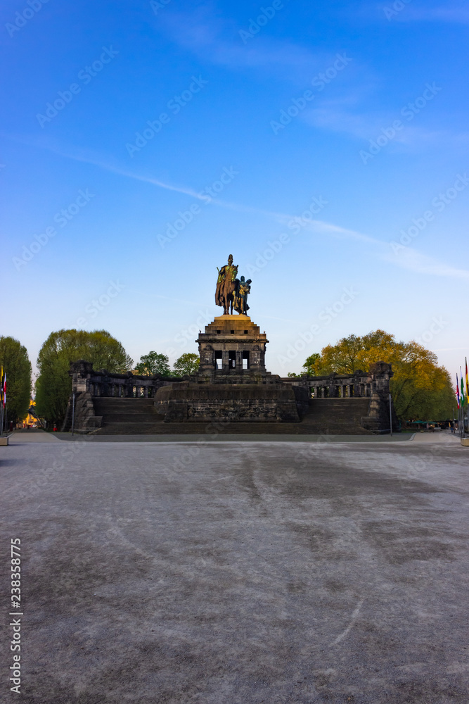 Monument of Kaiser Wilhelm I (Emperor William) for the unification of Germany, Deutsches Eck (German Corner) in Koblenz, Germany