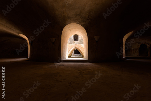 Underground level of the circular Sumur Gumuling mosque in Taman Sari palace complex, Yogyakarta, Indonesia. photo