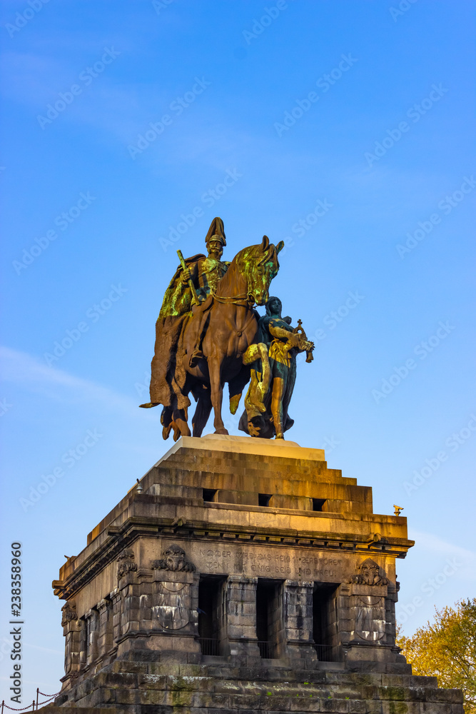 Monument of Kaiser Wilhelm I (Emperor William) for the unification of Germany, Deutsches Eck (German Corner) in Koblenz, Germany