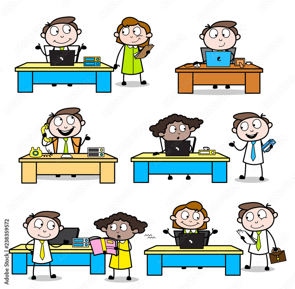 Various Office Conversation Cartoon Professional Businessman Various Office Conversation Cartoon Professional Businessman