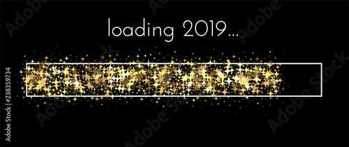 Loading 2019 New Year banner with golden progress indicator.