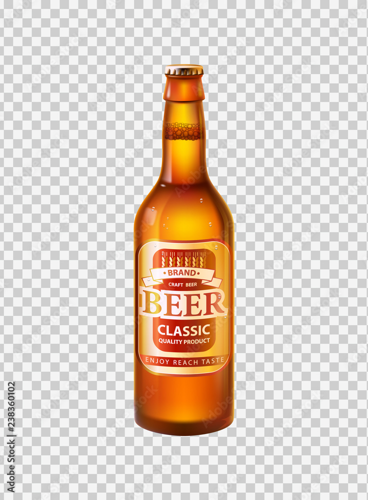 Craft Beer in Bottle with Cap Realistic 3D Vector Craft Beer in Bottle with Cap Realistic 3D Vector