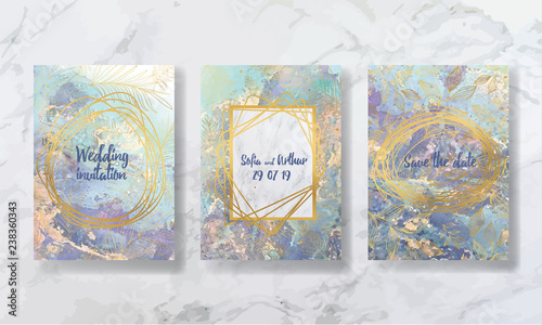 
wedding invitation. a great celebration of lovers. texture of liquid marble and gold. print for leaflets, banners, flyers, business cards, cards. trend vector