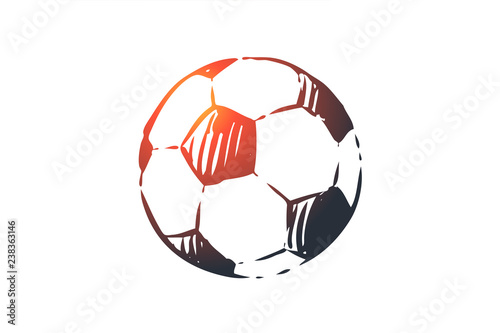 Soccer, ball, football, game, sport concept. Hand drawn isolated vector.