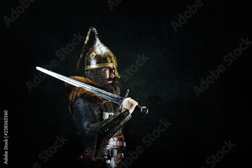 Portrait of a medieval warrior photo
