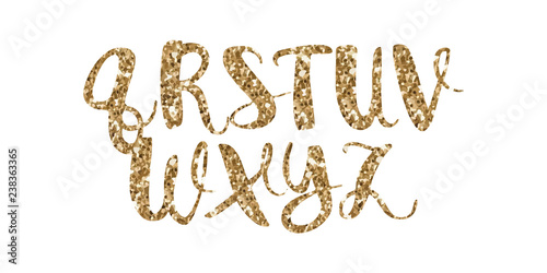  Alphabet Numerals Gold Sparkling Glitter Confetti. holiday symbols. vector