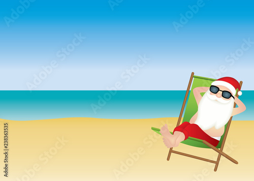 Santa Claus at the beach - Relaxing on chair
