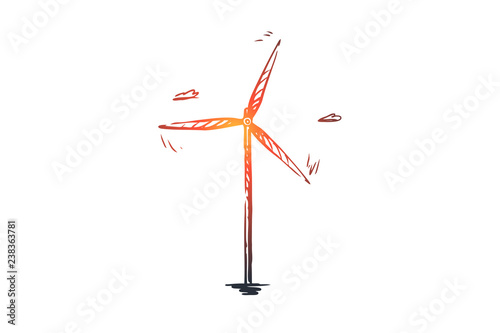 Wind, turbine, energy, power, alternative concept. Hand drawn isolated vector.