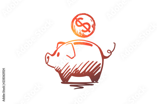Deposit, money, banking, investment, savings concept. Hand drawn isolated vector.