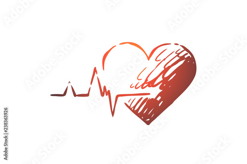 Health, heart, care, heartbeat, cardiogram concept. Hand drawn isolated vector.