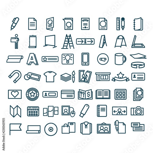 vector printing and souvenirs icons set