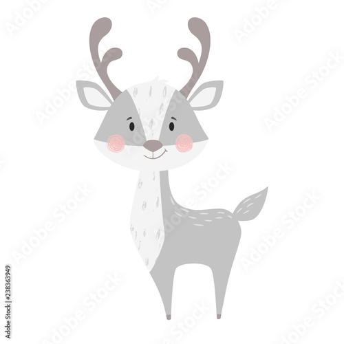 Deer baby print. Cute animal. Cool reindeer illustration