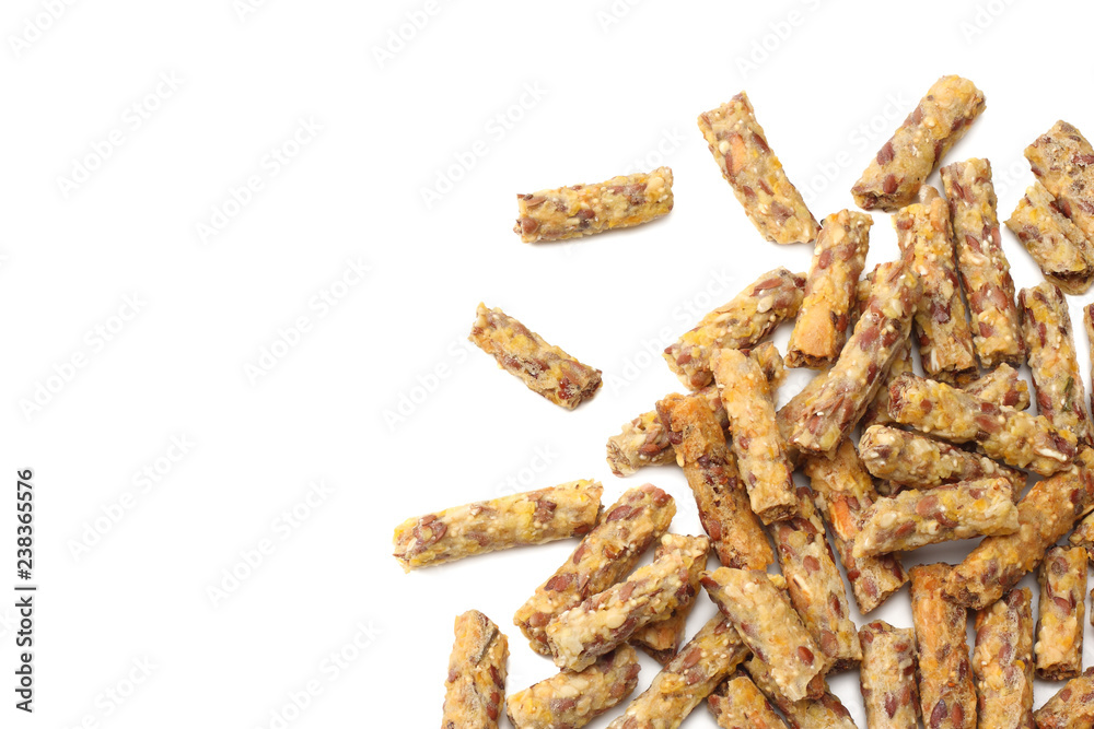 Granola breakfast isolated on white background. muesli. healthy food. fitness food. top view Granola breakfast isolated on white background. muesli. healthy food. fitness food. top view