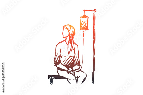 Oncology, disease concept. Hand drawn sketch isolated illustration