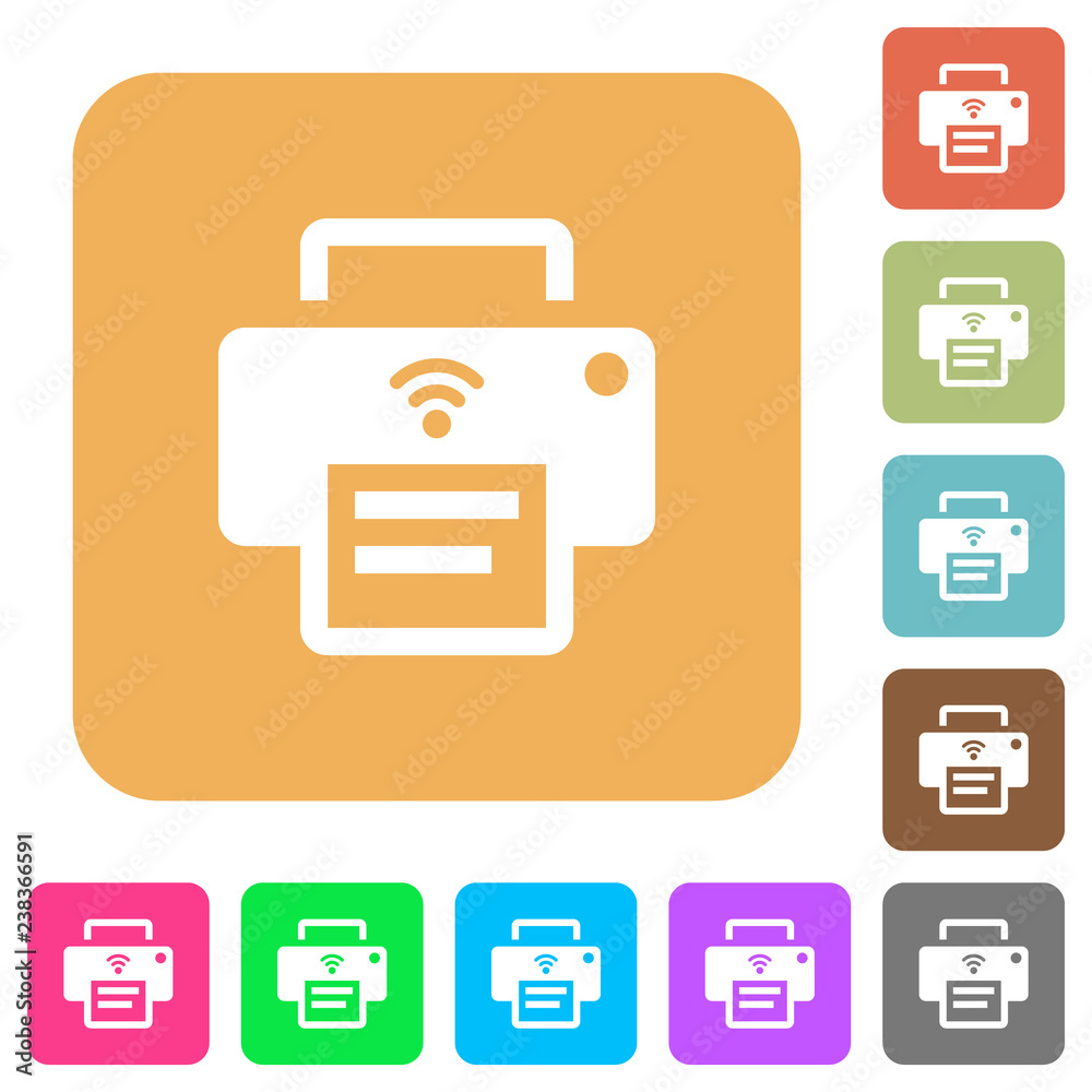 Wireless printer rounded square flat icons