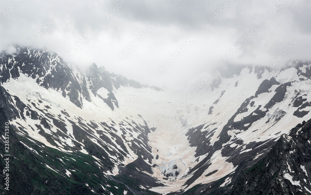 Fototapeta premium Dombay, Karachay-Cherkess Republic, Dombay mountain in summer, beautiful mountain landscape