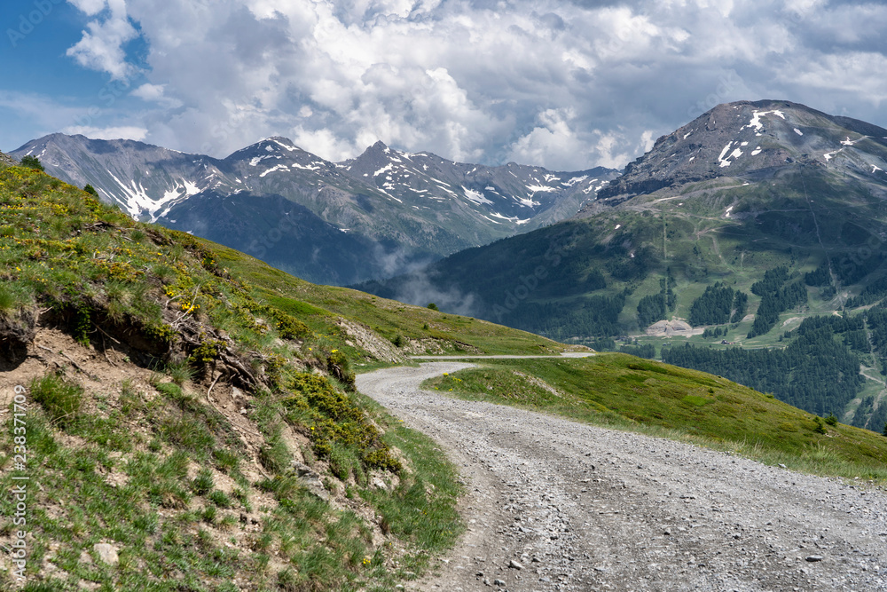 Mountain landscape along the road to Colle dell'Assietta