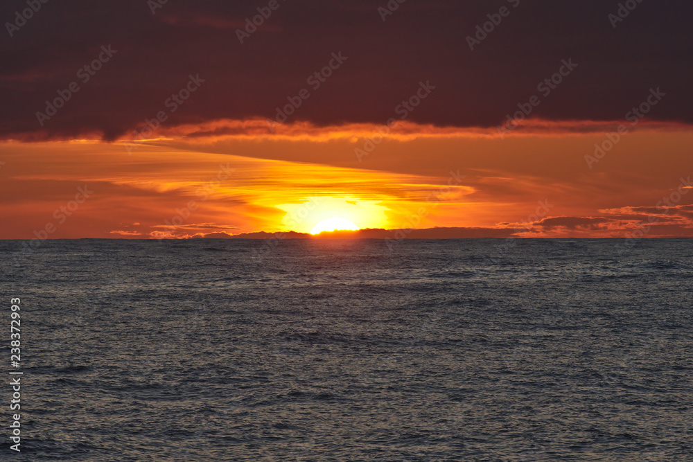 3253 Sunset during Atlantic Ocean crossing on sailboat from Antigua to Gibraltar