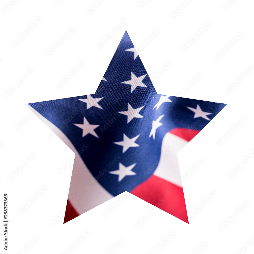 American flag in star shape isolated on white background American flag in star shape isolated on white background