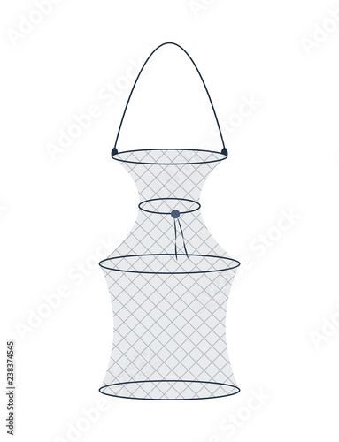 Fyke Hoop Net Fishing Trap Vector Illustration