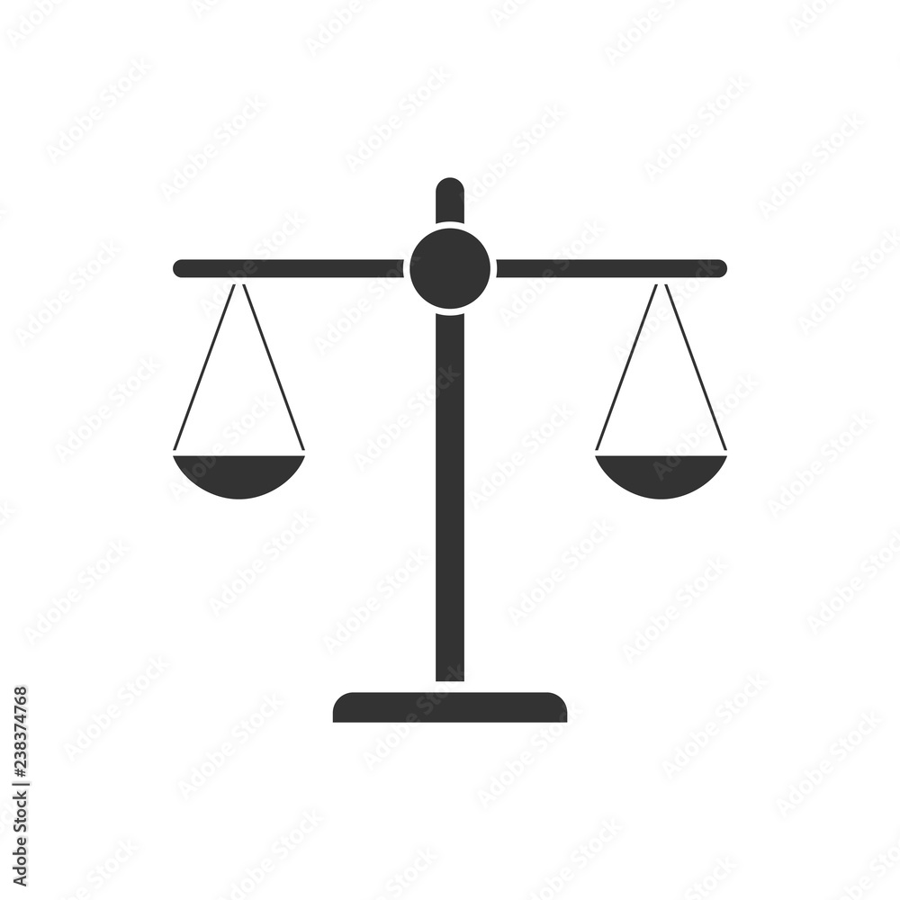 Justice scale icon flat Justice scale icon flat