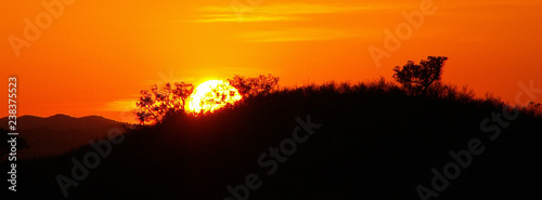 Sunset over a field in Algarve  Portugal