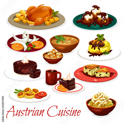 Austrian cuisine meat dishes and chocolate cakes